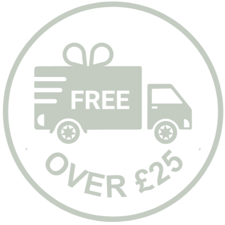 logo showing a van that has the words free written on it with over £25 underneath, Implying free delivery over £25